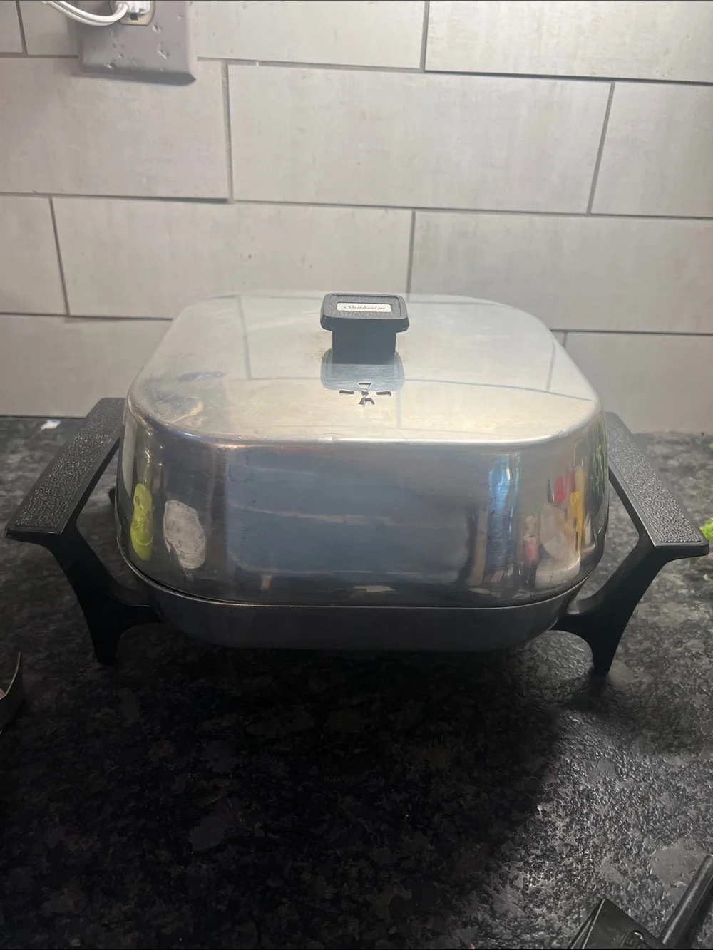 Sunbeam Electric Skillet Silver Aluminum. 10x10 Great Preloved condition